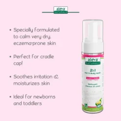 Cradle Cap Care|Infant Shampoo + Conditioner-Aleva Naturals 2 in 1 Hair & Body Wash (200 mL)