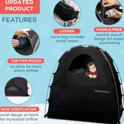 Travel Gear-SlumberPod 3.0 Portable Pod with Fan Black/Grey