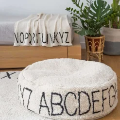 Beanbag Chairs-Lorena Canals ABC Pouf Natural Black