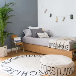 Beanbag Chairs-Lorena Canals ABC Pouf Natural Black