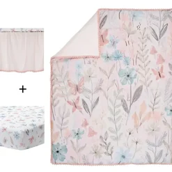 Crib Bedding Sets-Lambs & Ivy Baby Blooms 3 Piece Crib Set