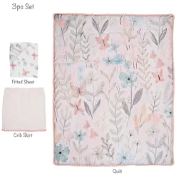 Crib Bedding Sets-Lambs & Ivy Baby Blooms 3 Piece Crib Set