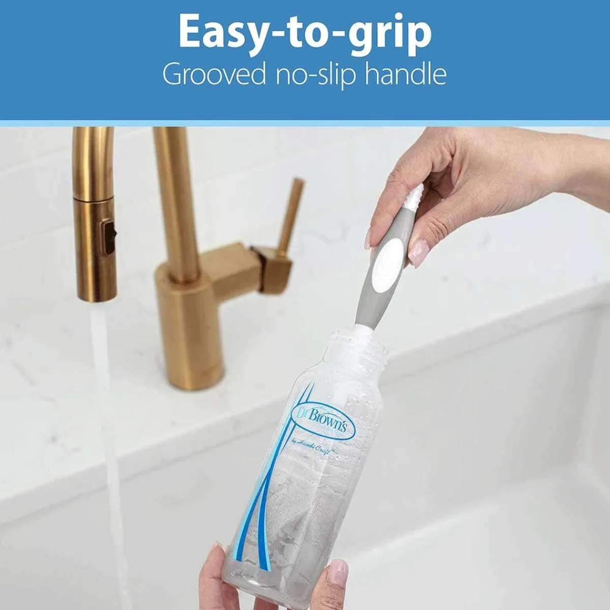Bottle Brushes + Drying Racks|Breast Pumps + Accessories-Dr. Brown's Baby Bottle Brush Grey