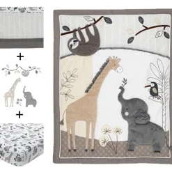 Crib Bedding Sets-Lambs & Ivy Baby Jungle 4 Piece Crib Set