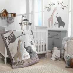 Crib Bedding Sets-Lambs & Ivy Baby Jungle 4 Piece Crib Set