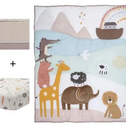 Crib Bedding Sets-Lambs & Ivy Baby Noah 3 Piece Crib Set