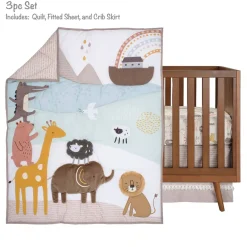Crib Bedding Sets-Lambs & Ivy Baby Noah 3 Piece Crib Set