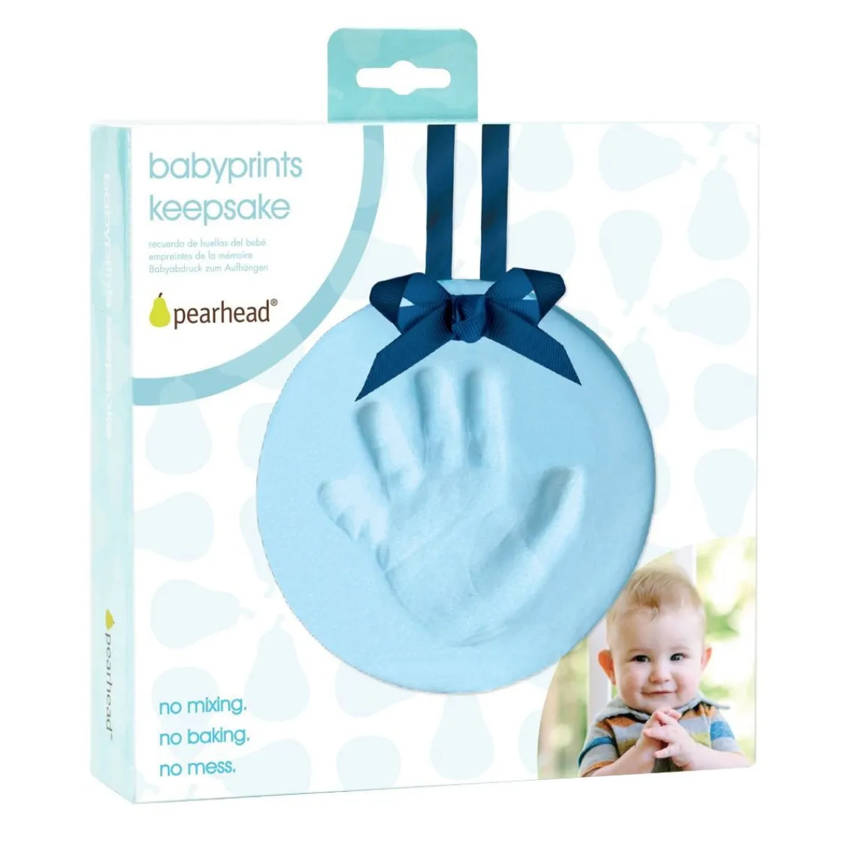 Holiday Decorations-Pearhead Babyprint Ornament - Blue