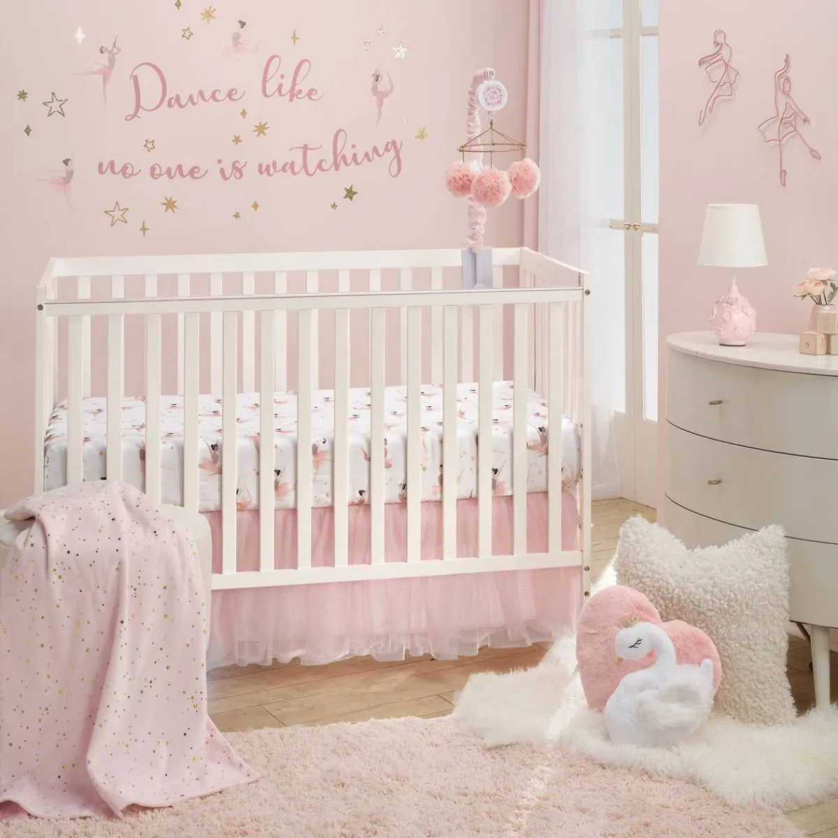 Crib Bedding Sets-Lambs & Ivy Ballerina Baby 3 Piece Crib Set