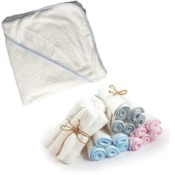 Towels + Cloths-Simple Bamboo Hooded Towel & Wash Cloth Set
