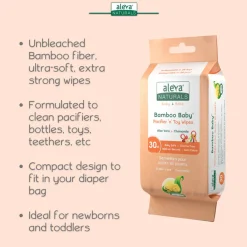 Cleaning Products|Wellness Balms + Wipes-Aleva Naturals Bamboo Pacifier & Toy Wipes (30ct)
