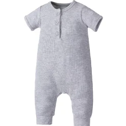 Rompers-Earth Baby Outfitters Bamboo Ribbed Short Sleeve Henley Romper
