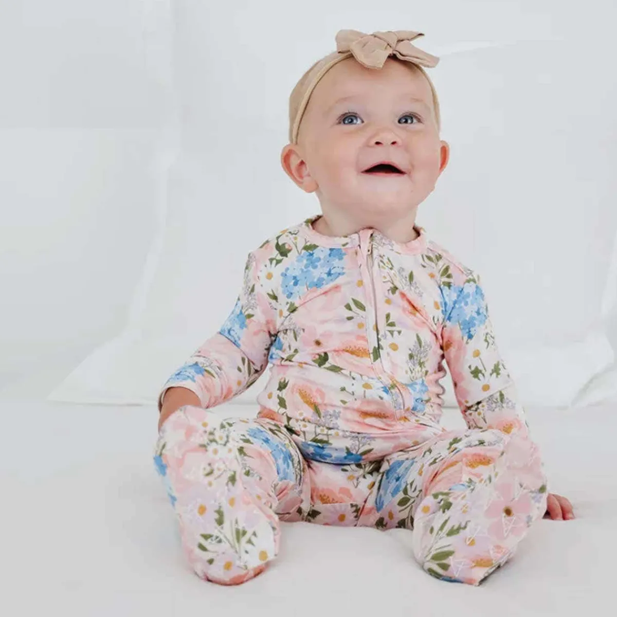 Onesies|Sleepers-Copper Pearl Bamboo Zip-Up Footie
