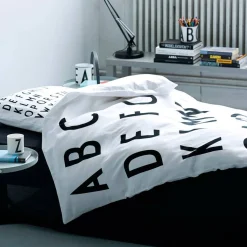 Kids Bedding-Design Letters Bed Linen - Adult Black
