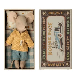 Plush Animals-Maileg Big Brother Mouse in Matchbox (Shirt & Denim)