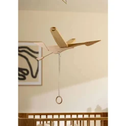Mobiles-Quax Bird Wooden Ceiling Mobile Natural