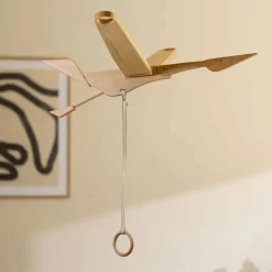 Mobiles-Quax Bird Wooden Ceiling Mobile Natural