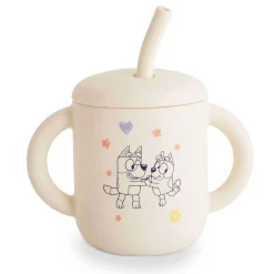 Kids Drinkware|Sippy Cups + Straw Cups-Mushie Bluey Silicone Straw Cup