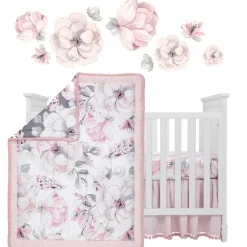 Crib Bedding Sets-Lambs & Ivy Botanical Baby 4 Piece Crib Set