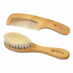 Baby Brushes + Combs-Green Sprouts Brush & Comb Set Natural