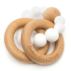 Wooden Rattles + Teethers|Teethers-LouLou Lollipop Bubble Silicone & Wood Teether