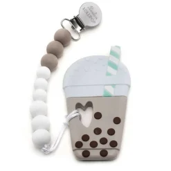 Teethers|Pacifiers + Clips-LouLou Lollipop Bubble Tea Teether with Holder