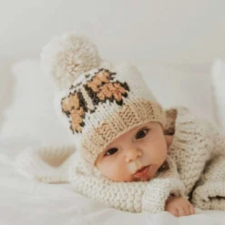 Beanies|Winter Hats-Huggalugs Butterfly Beanie Natural