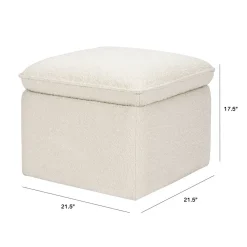 Ottomans-Babyletto Cali Boucle Storage Ottoman Ivory w/ Gold Base