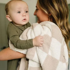 Blankets-Mebie Baby Checkered Plush Baby Blanket