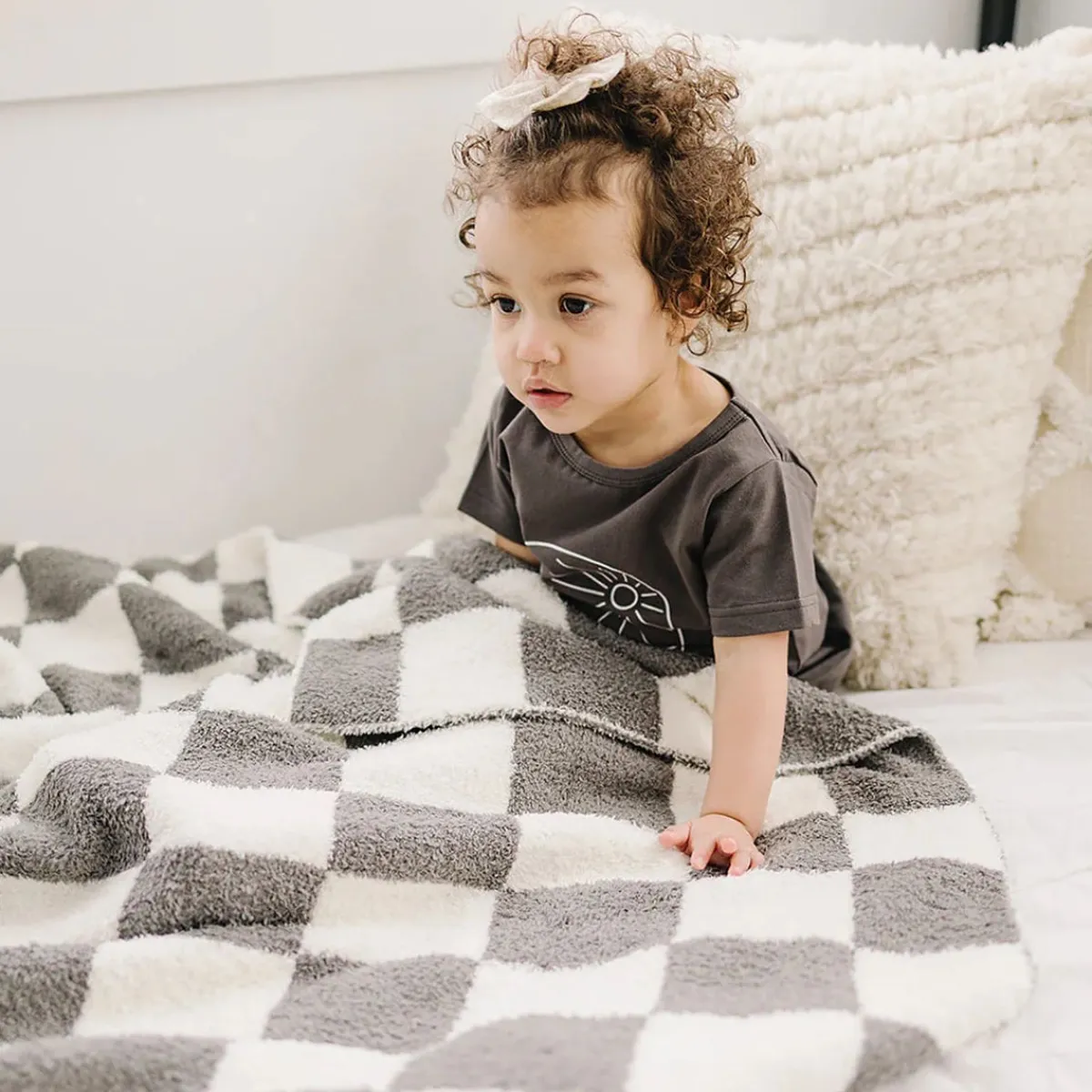 Blankets-Mebie Baby Checkered Plush Baby Blanket