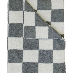 Blankets-Mebie Baby Checkered Plush Baby Blanket