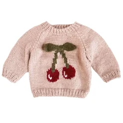 Sweaters + Jackets-Blueberry Hill Cherry Sweater Blush/Red