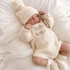 Rompers-Blossom & Pear Chunky Knit Embroidered Romper