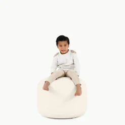 Beanbag Chairs-Gathre Circle Pouf Ivory