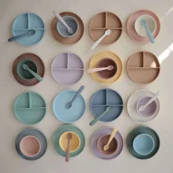 Kids Plates + Bowls|Grip + Suction Dishes-Mushie Classic Silicone Suction Plate