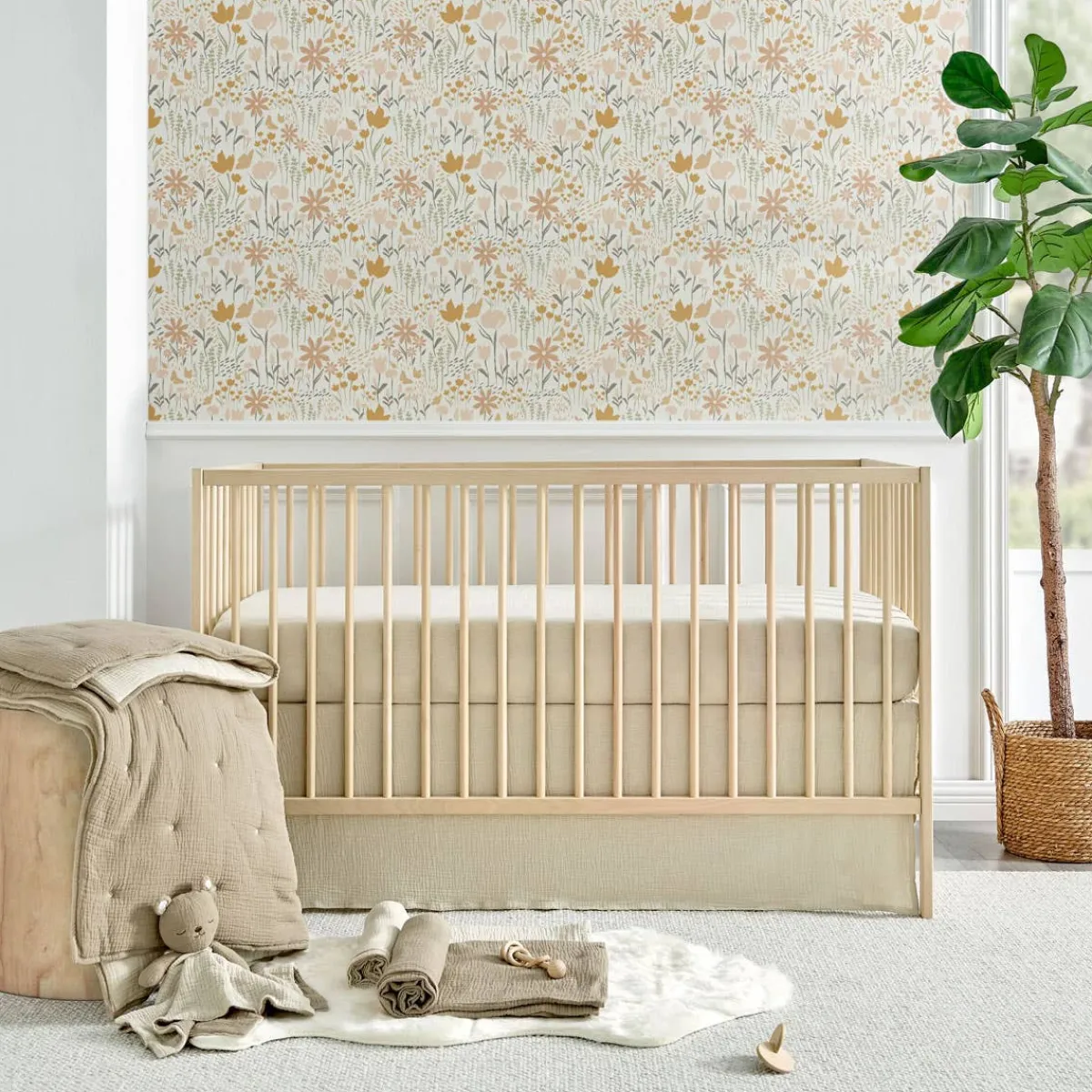 Crib Bedding Sets-Levtex Baby Cloud Muslin 5 Piece Crib Set