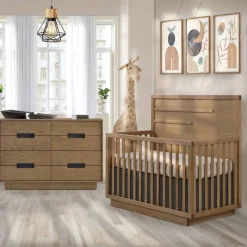 Convertible Cribs-Natart Como 5-in-1 Crib with Horizontal Molding