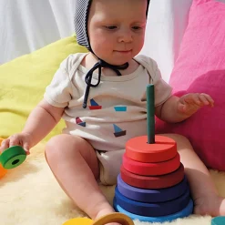 Wooden Toys|Play + Learn Toys-Grimm's Conical Tower - Multi-Coloured