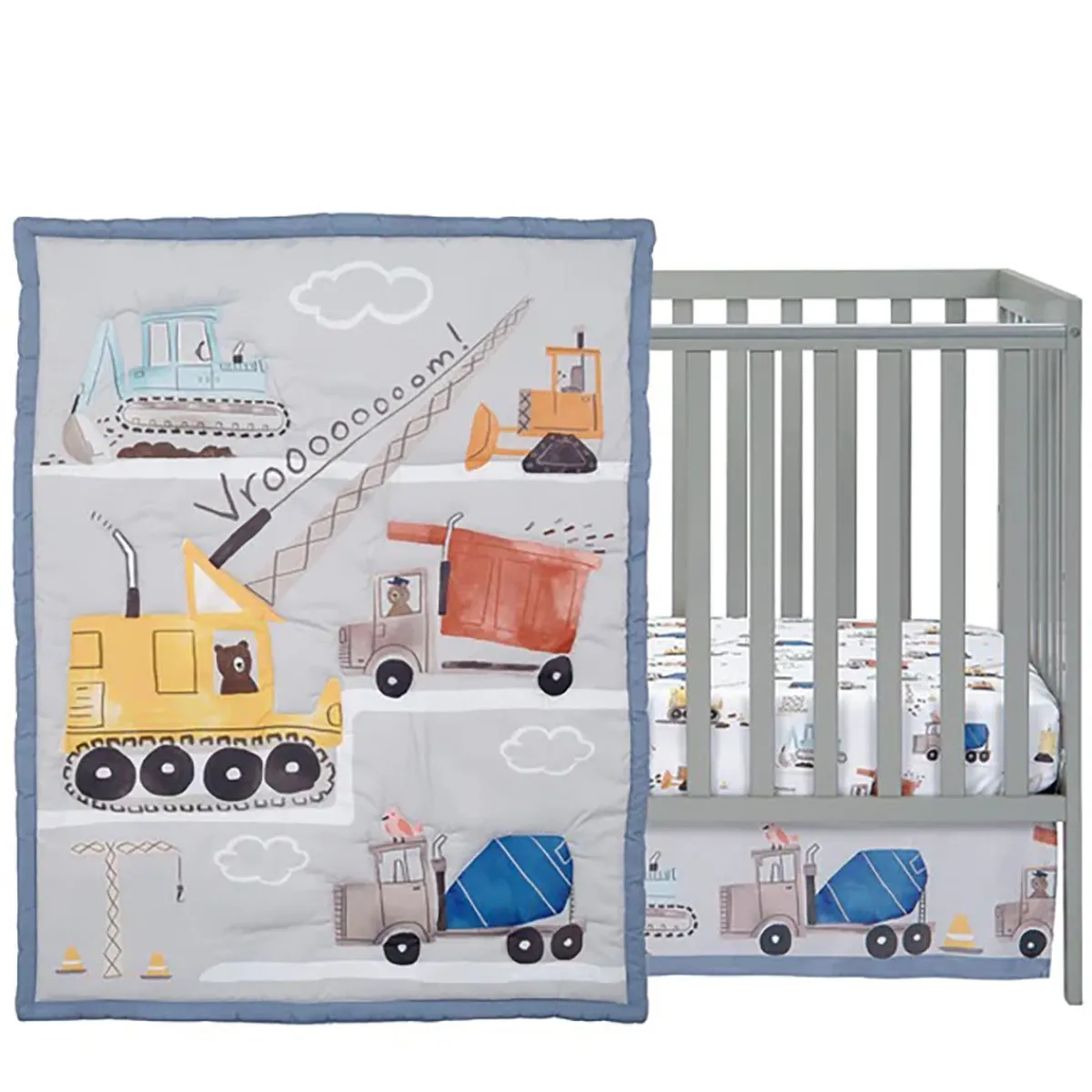 Crib Bedding Sets-Bedtime Original Construction Zone 3 Piece Crib Set