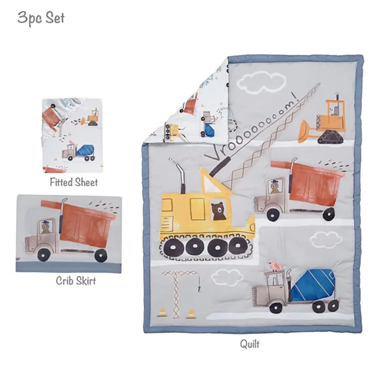 Crib Bedding Sets-Bedtime Original Construction Zone 3 Piece Crib Set
