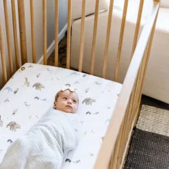 Crib Fitted Sheets-Little Unicorn Cotton Muslin Crib Sheet