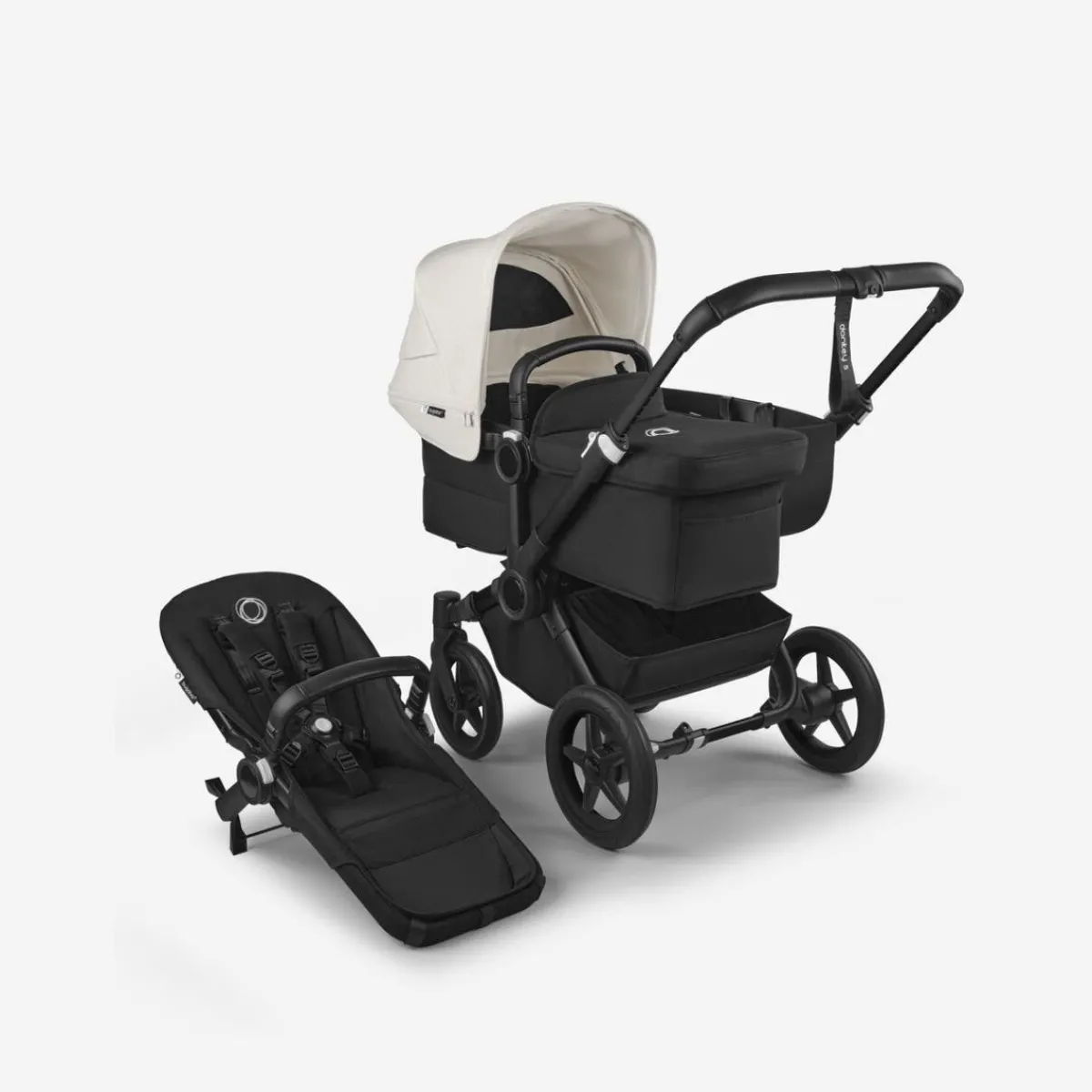 Single-To-Double Strollers|Full-Sized Strollers-Bugaboo Donkey5 Mono Complete Stroller (Black Frame) - Black/White