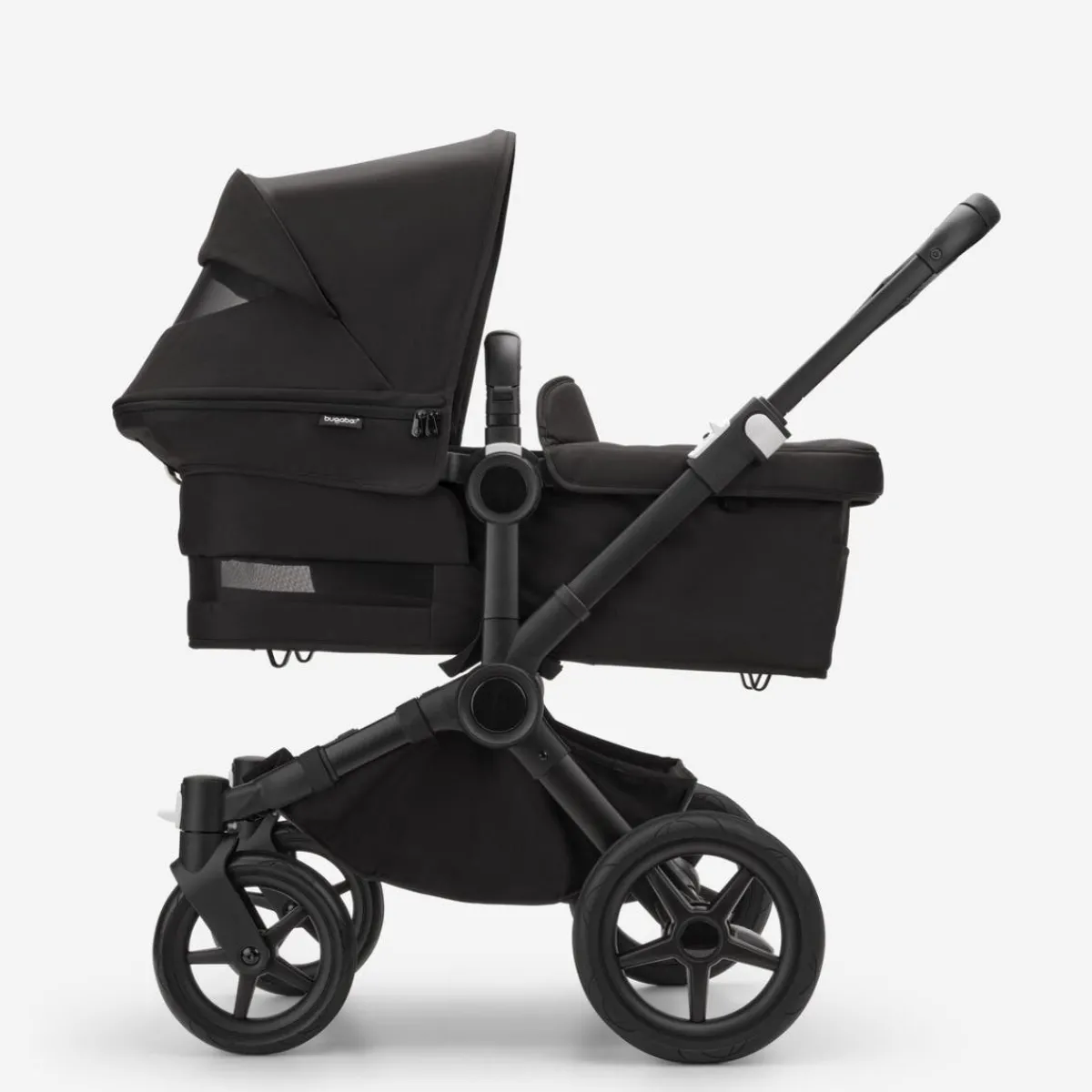 Single-To-Double Strollers|Full-Sized Strollers-Bugaboo Donkey5 Mono Complete Stroller (Black Frame) - Black/White