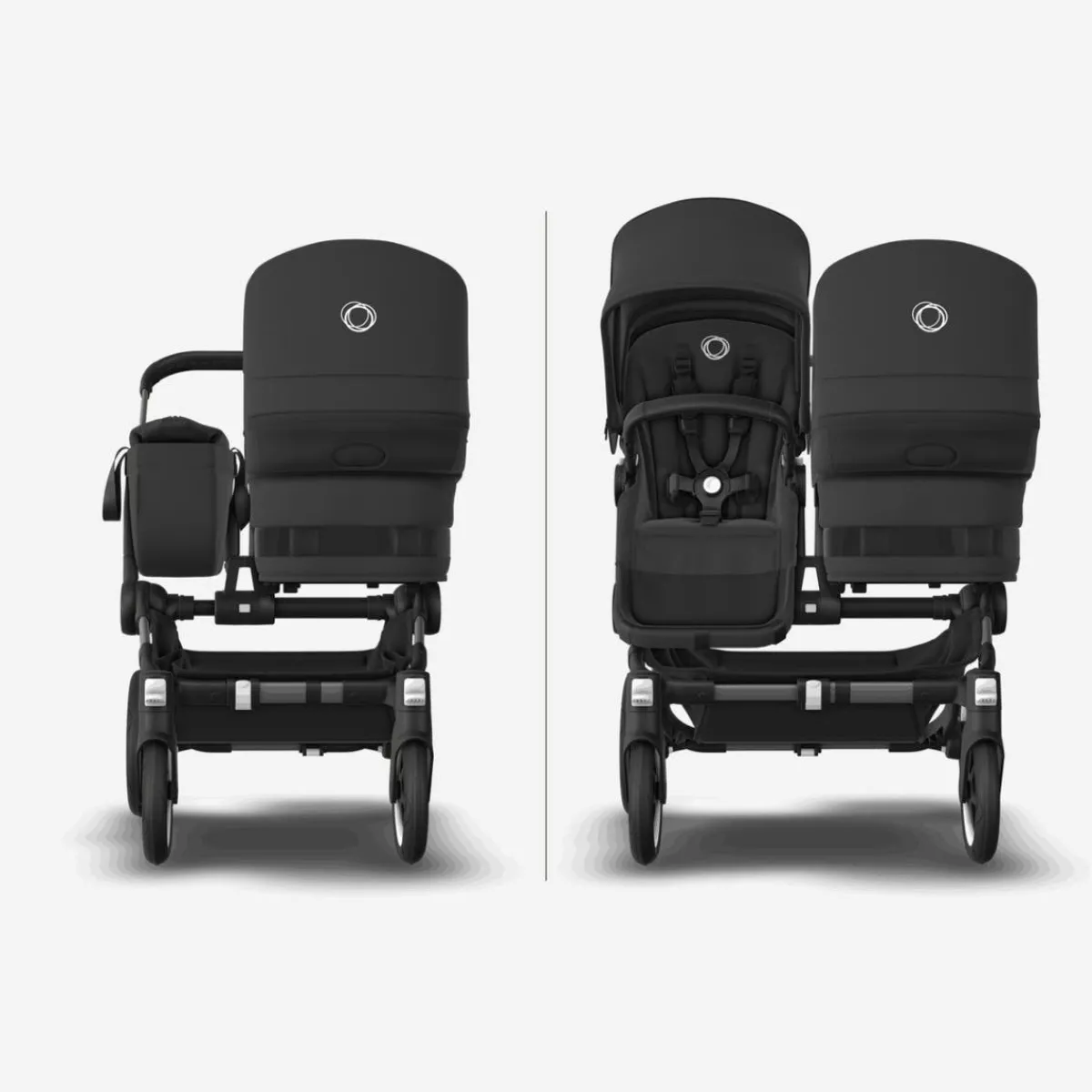 Single-To-Double Strollers|Full-Sized Strollers-Bugaboo Donkey5 Mono Complete Stroller (Black Frame) - Black/White
