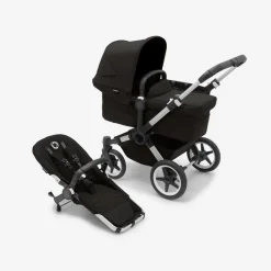 Double Strollers|Single-To-Double Strollers-Bugaboo Donkey5 Mono Complete Stroller (Aluminum Frame) Black/Midnight Black
