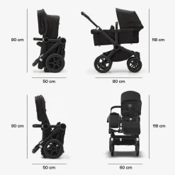 Double Strollers|Single-To-Double Strollers-Bugaboo Donkey5 Mono Complete Stroller (Black Frame) - Black/Midnight Black