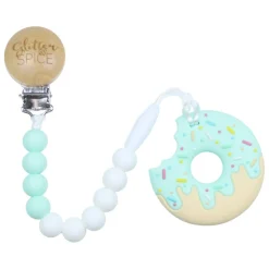 Teethers|Pacifiers + Clips-Glitter & Spice Donut Teether with Clip