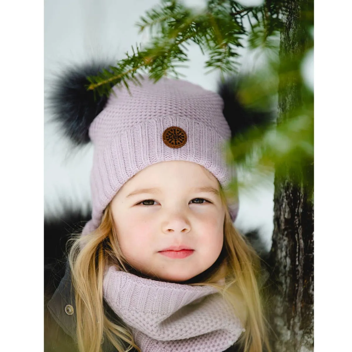 Winter Hats-Calikids Double Pom Knit Hat