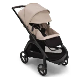 Full-Sized Strollers-Bugaboo Dragonfly Complete Stroller (Black Frame) - Desert Taupe
