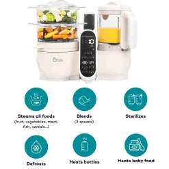 Baby Food Prep + Storage-BabyMoov Duo Meal Station Mineral Off White